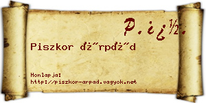 Piszkor Árpád névjegykártya
